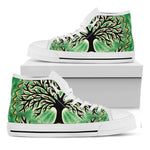 Sun And Moon Yggdrasil Print White High Top Shoes