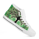 Sun And Moon Yggdrasil Print White High Top Shoes
