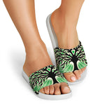 Sun And Moon Yggdrasil Print White Slide Sandals