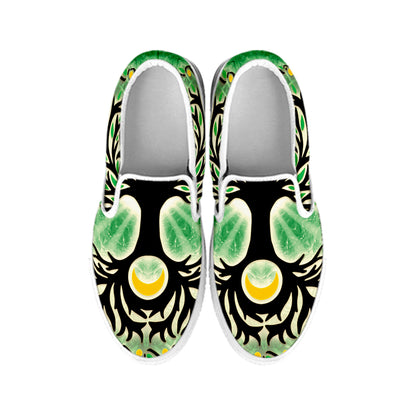 Sun And Moon Yggdrasil Print White Slip On Shoes