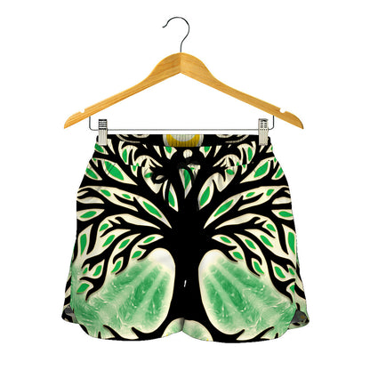 Sun And Moon Yggdrasil Print Women's Shorts
