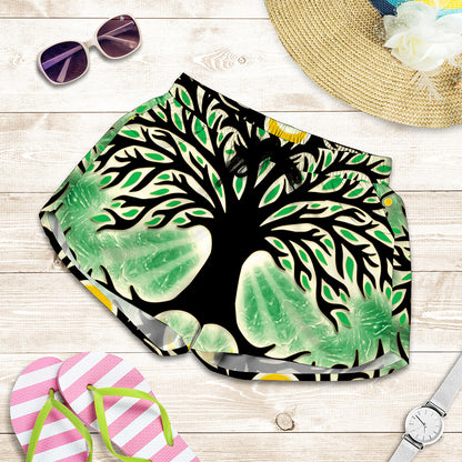 Sun And Moon Yggdrasil Print Women's Shorts