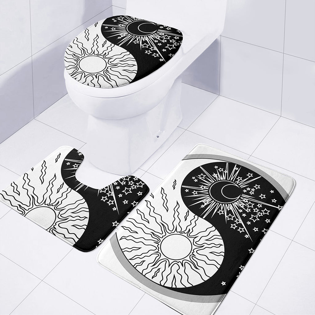 Sun And Moon Yin Yang Print 3 Piece Bath Mat Set