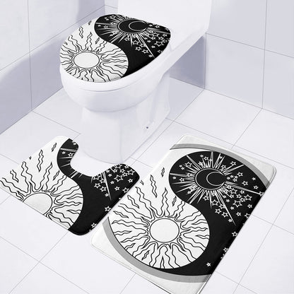 Sun And Moon Yin Yang Print 3 Piece Bath Mat Set