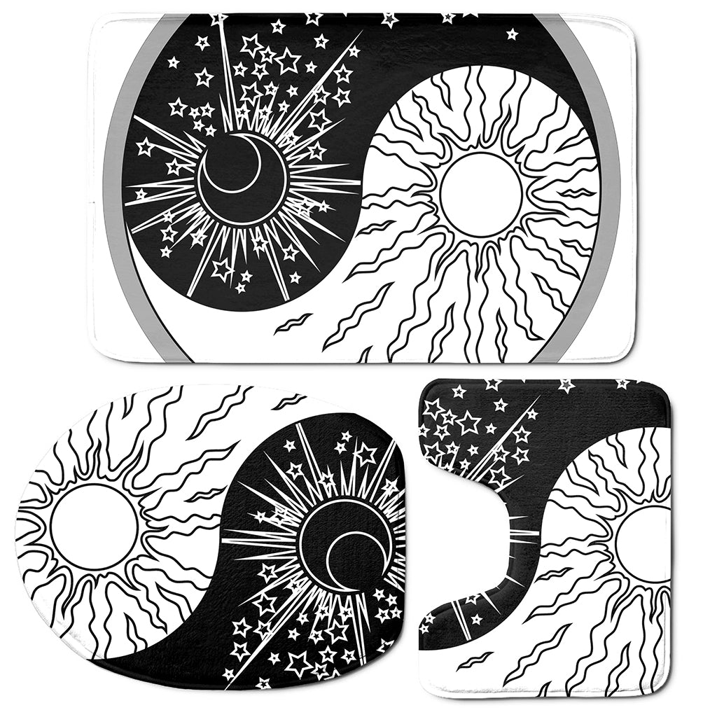 Sun And Moon Yin Yang Print 3 Piece Bath Mat Set