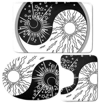 Sun And Moon Yin Yang Print 3 Piece Bath Mat Set