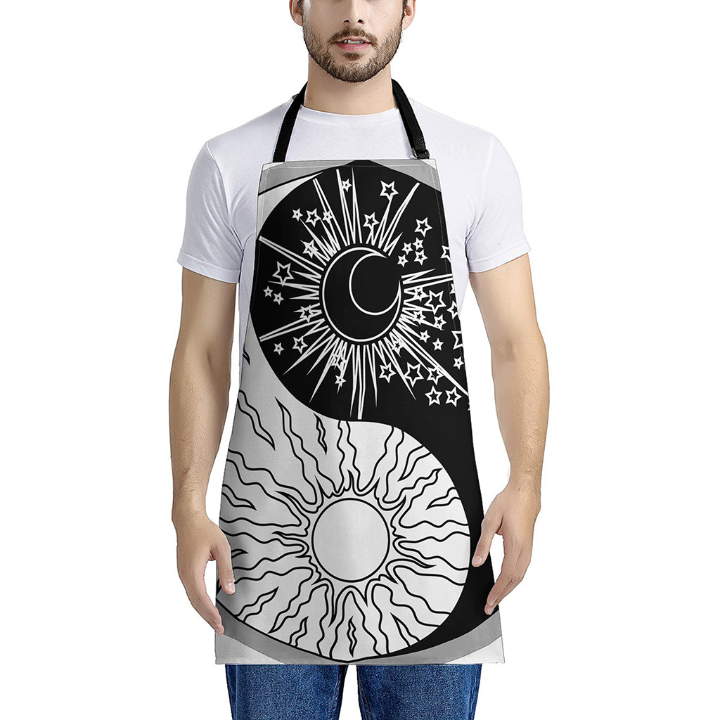 Sun And Moon Yin Yang Print Apron