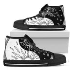 Sun And Moon Yin Yang Print Black High Top Shoes