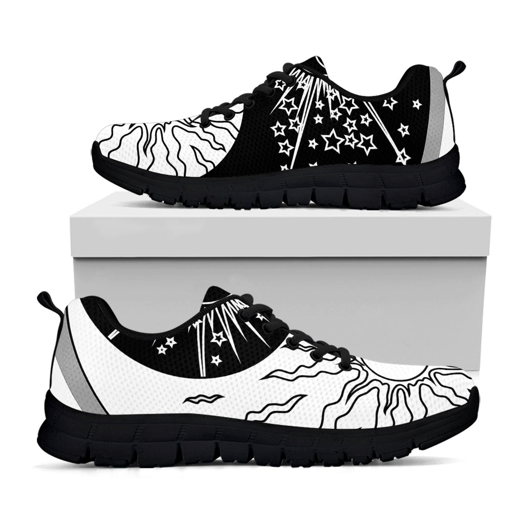 Sun And Moon Yin Yang Print Black Sneakers