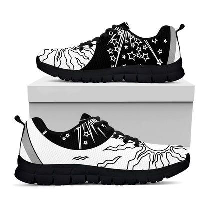 Sun And Moon Yin Yang Print Black Sneakers