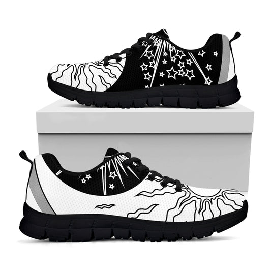 Sun And Moon Yin Yang Print Black Sneakers