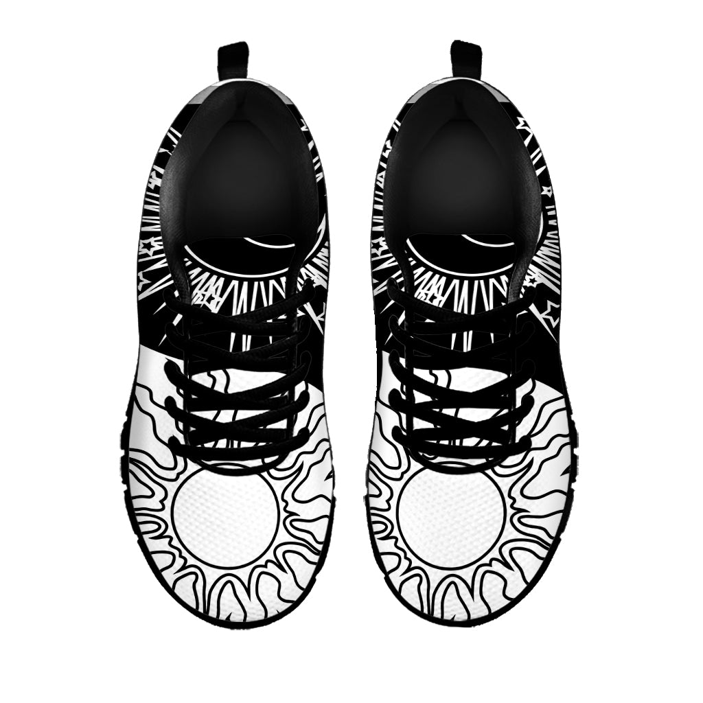 Sun And Moon Yin Yang Print Black Sneakers