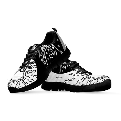 Sun And Moon Yin Yang Print Black Sneakers