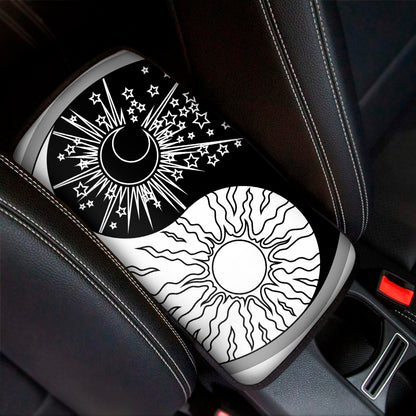 Sun And Moon Yin Yang Print Car Center Console Cover