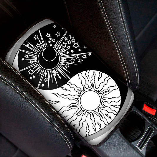 Sun And Moon Yin Yang Print Car Center Console Cover