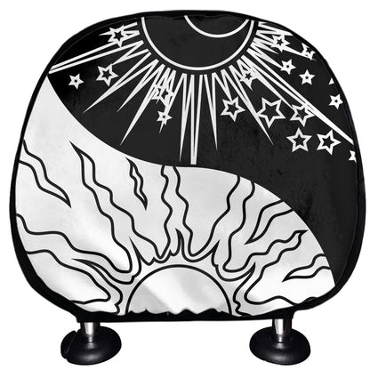 Sun And Moon Yin Yang Print Car Headrest Covers