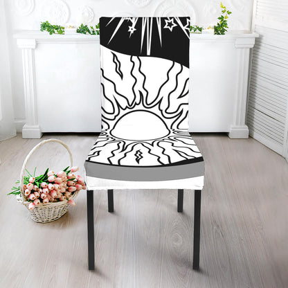 Sun And Moon Yin Yang Print Dining Chair Slipcover