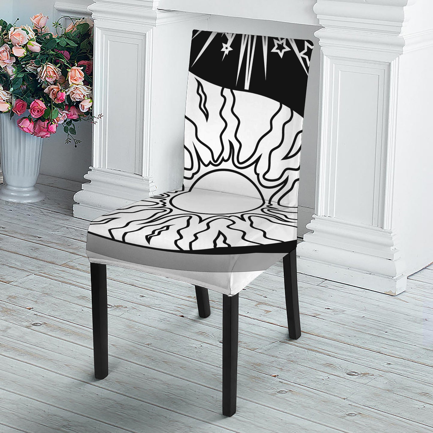 Sun And Moon Yin Yang Print Dining Chair Slipcover