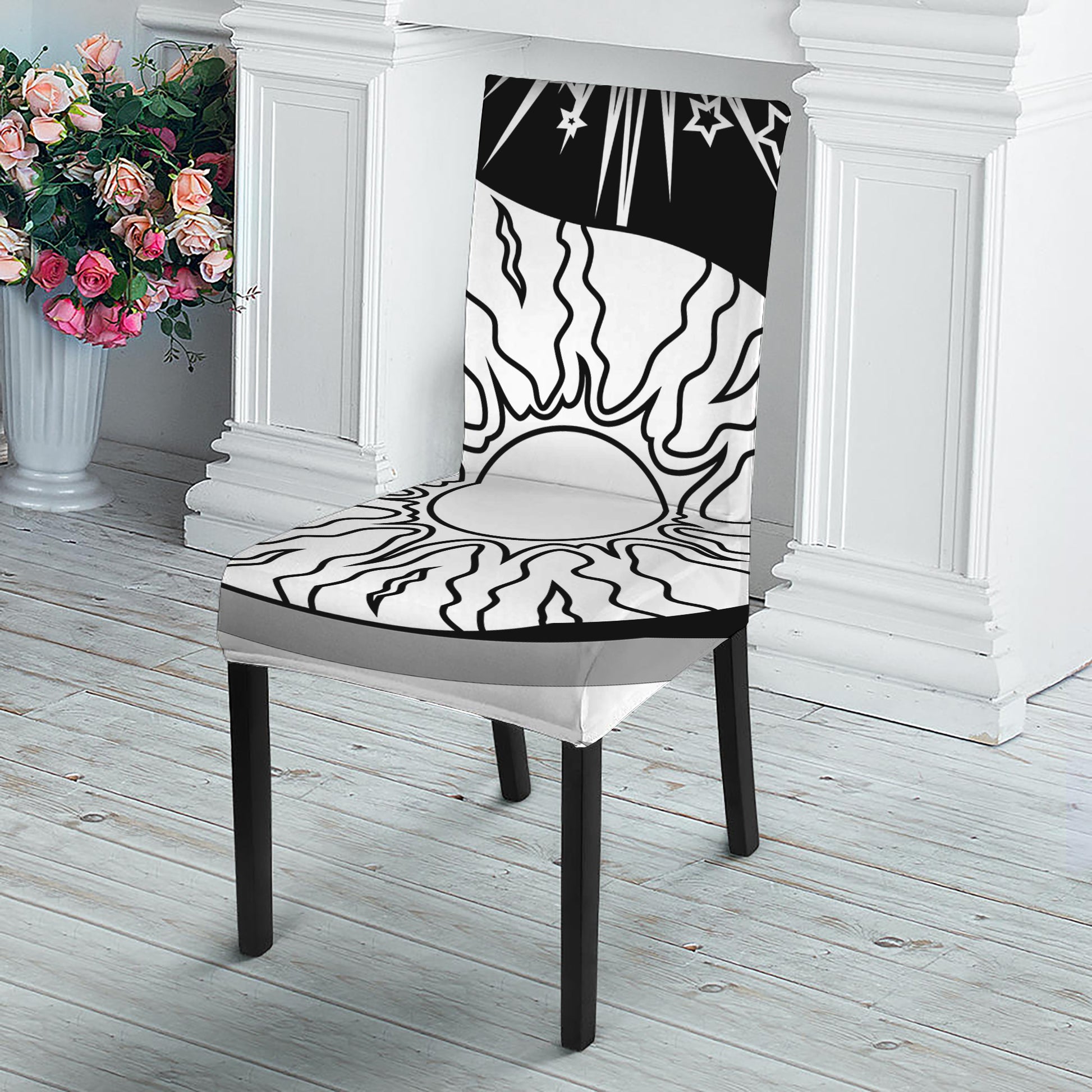 Sun And Moon Yin Yang Print Dining Chair Slipcover