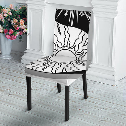 Sun And Moon Yin Yang Print Dining Chair Slipcover