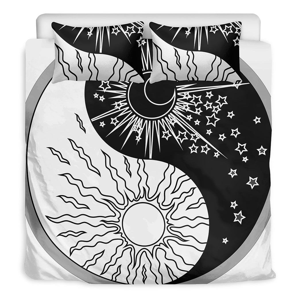 Sun And Moon Yin Yang Print Duvet Cover Bedding Set
