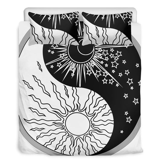 Sun And Moon Yin Yang Print Duvet Cover Bedding Set
