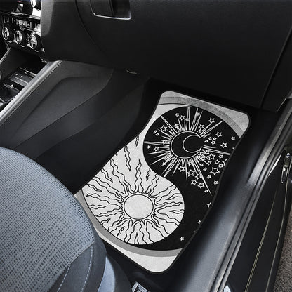 Sun And Moon Yin Yang Print Front and Back Car Floor Mats