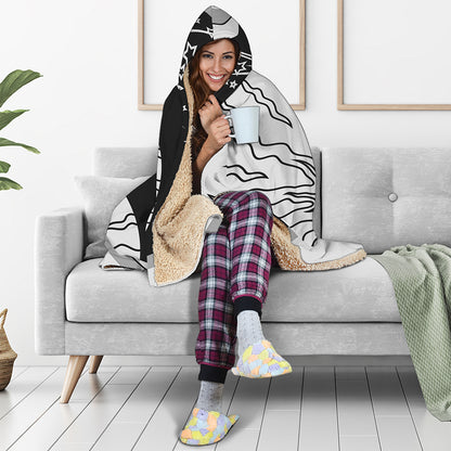 Sun And Moon Yin Yang Print Hooded Blanket
