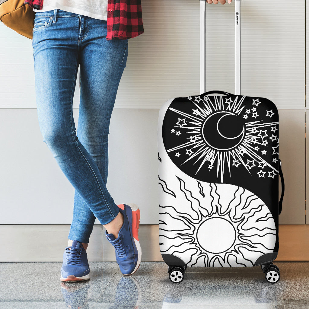Sun And Moon Yin Yang Print Luggage Cover