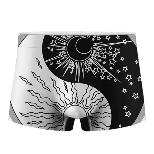 Sun And Moon Yin Yang Print Men's Boxer Briefs