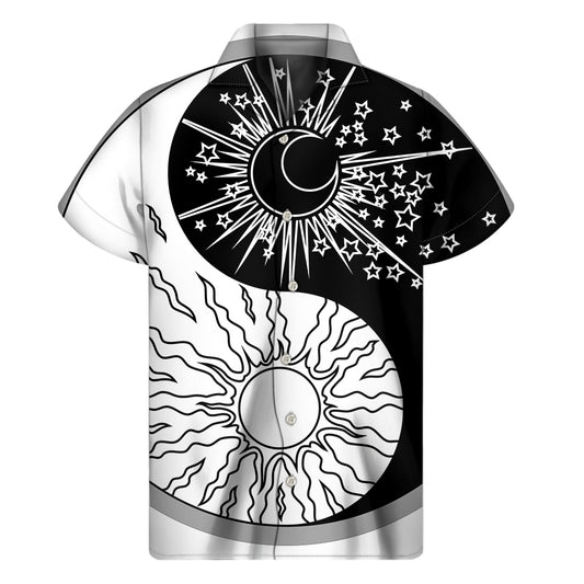 Sun And Moon Yin Yang Print Men's Short Sleeve Shirt