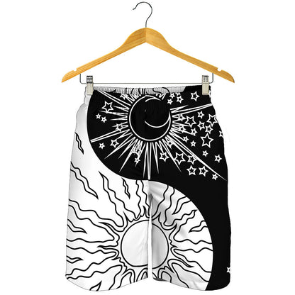 Sun And Moon Yin Yang Print Men's Shorts