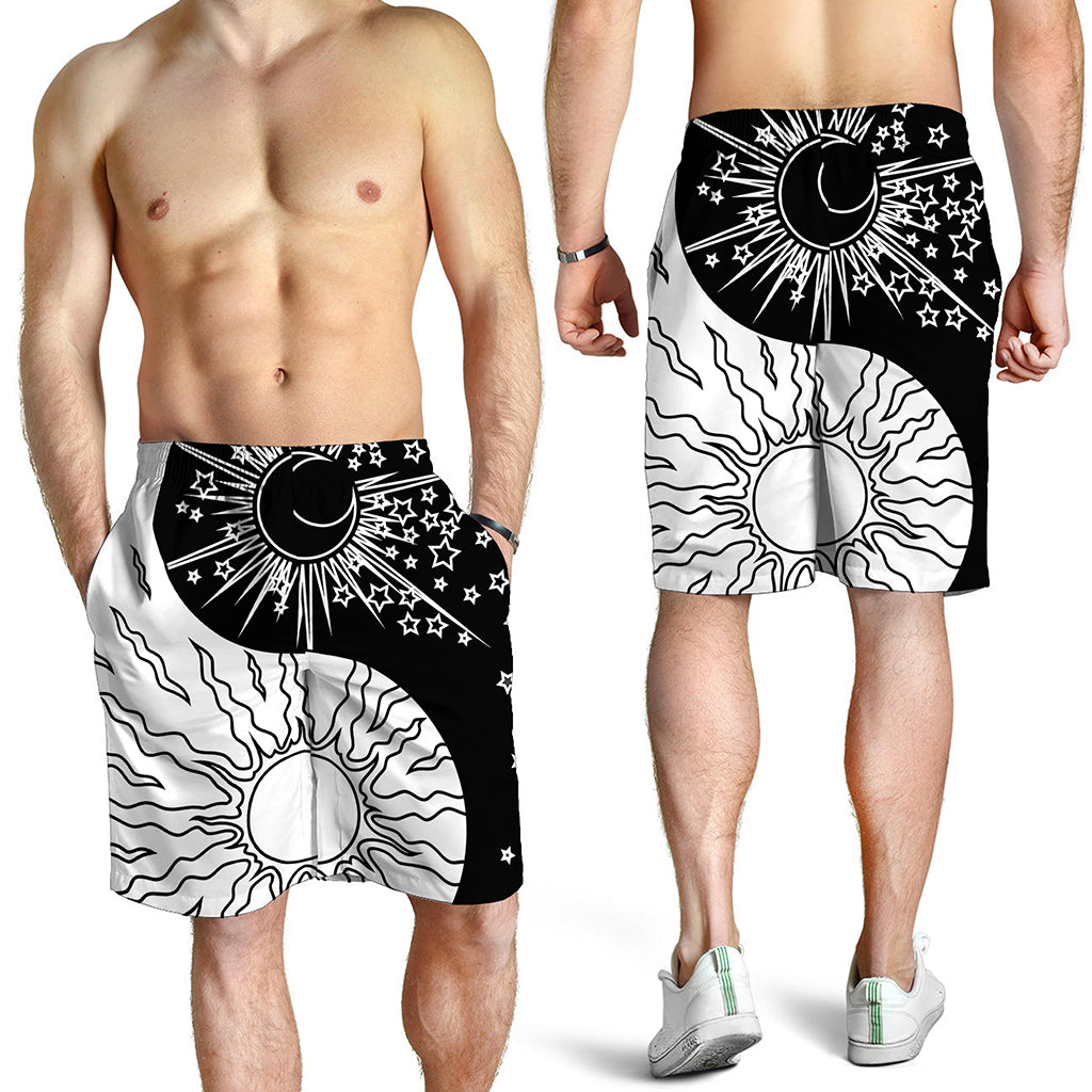 Sun And Moon Yin Yang Print Men's Shorts