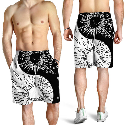 Sun And Moon Yin Yang Print Men's Shorts