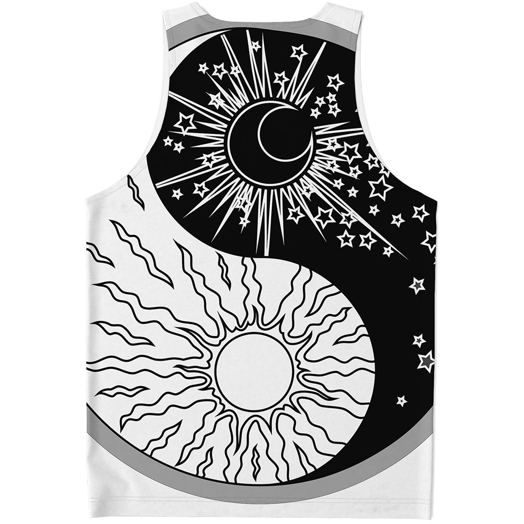 Sun And Moon Yin Yang Print Men's Tank Top