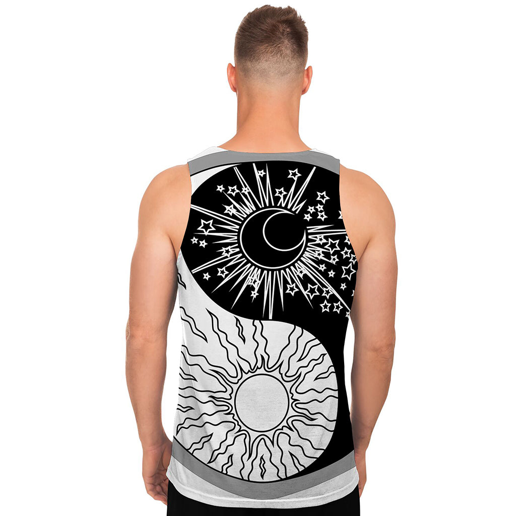 Sun And Moon Yin Yang Print Men's Tank Top