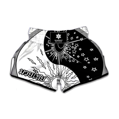 Sun And Moon Yin Yang Print Muay Thai Boxing Shorts