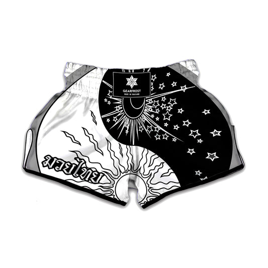 Sun And Moon Yin Yang Print Muay Thai Boxing Shorts