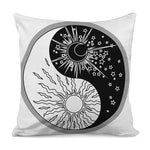 Sun And Moon Yin Yang Print Pillow Cover