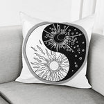 Sun And Moon Yin Yang Print Pillow Cover