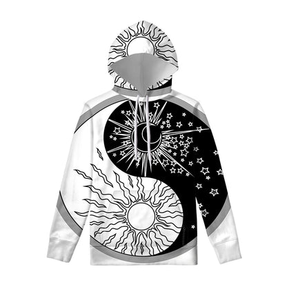 Sun And Moon Yin Yang Print Pullover Hoodie