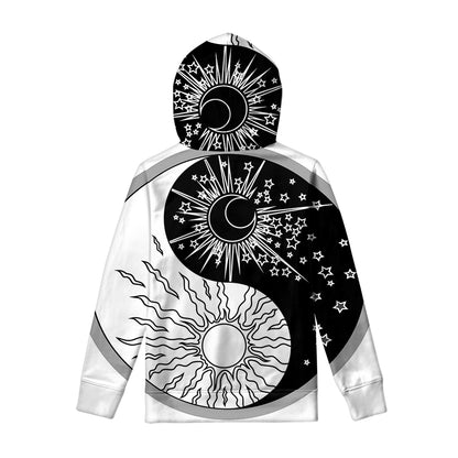Sun And Moon Yin Yang Print Pullover Hoodie