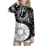 Sun And Moon Yin Yang Print Pullover Hoodie Dress