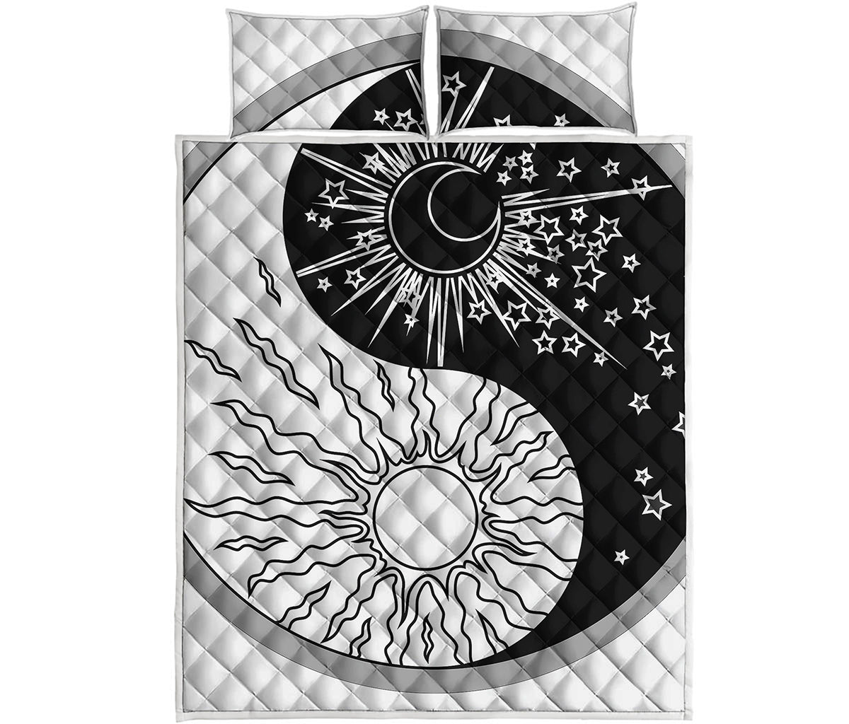 Sun And Moon Yin Yang Print Quilt Bed Set