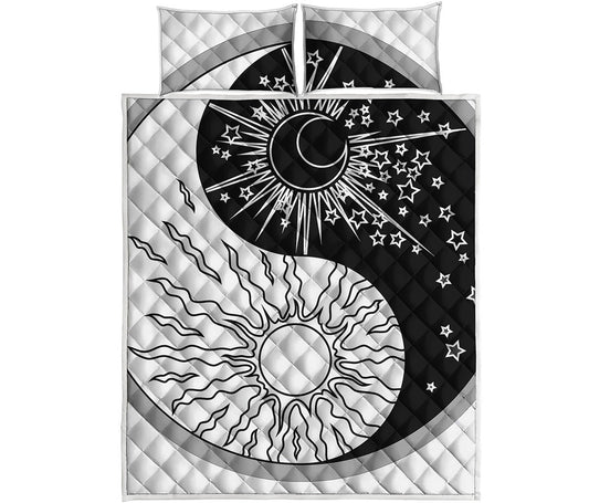 Sun And Moon Yin Yang Print Quilt Bed Set