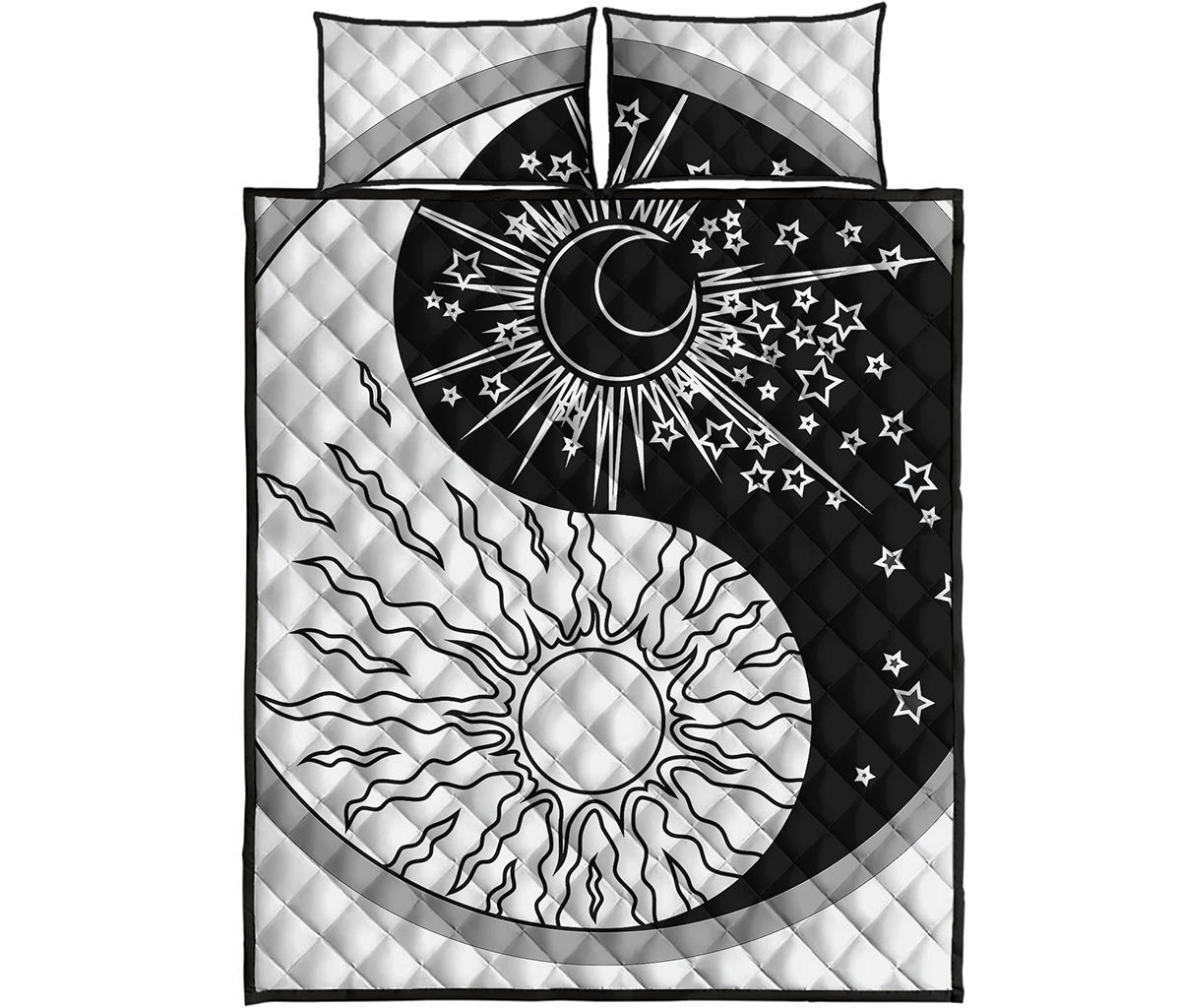 Sun And Moon Yin Yang Print Quilt Bed Set