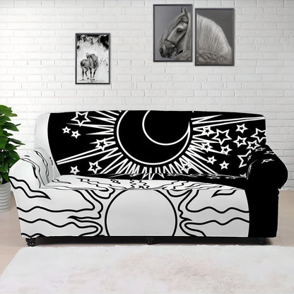 Sun And Moon Yin Yang Print Sofa Cover