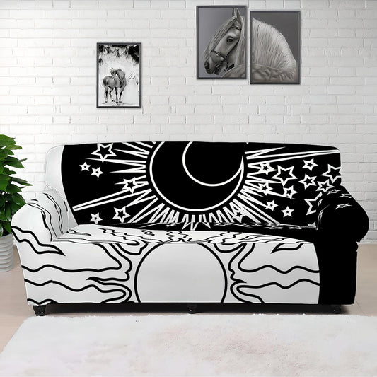 Sun And Moon Yin Yang Print Sofa Cover