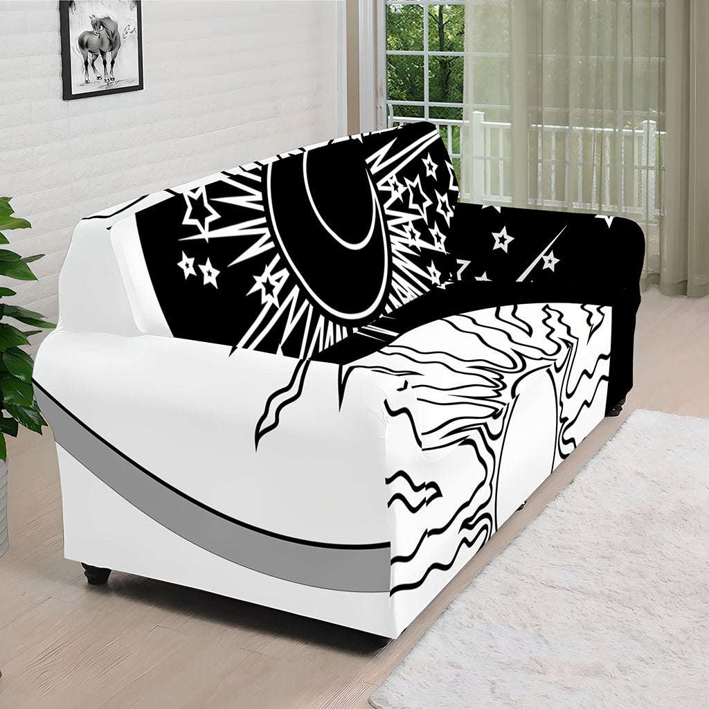 Sun And Moon Yin Yang Print Sofa Cover