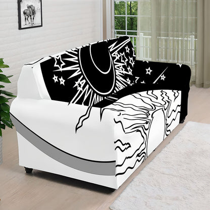 Sun And Moon Yin Yang Print Sofa Cover